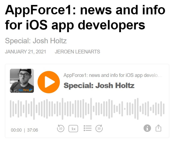 An Otter RSS 作者 Josh Holtz 做客 #播客 「AppForce1