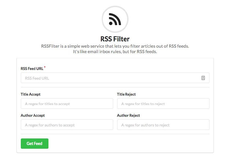 #开源 可自架的 RSS 内容过滤服务 #RSSFilter可针对 Title / Author / URL 进行过滤，并生成过滤后内容的新 Feed 