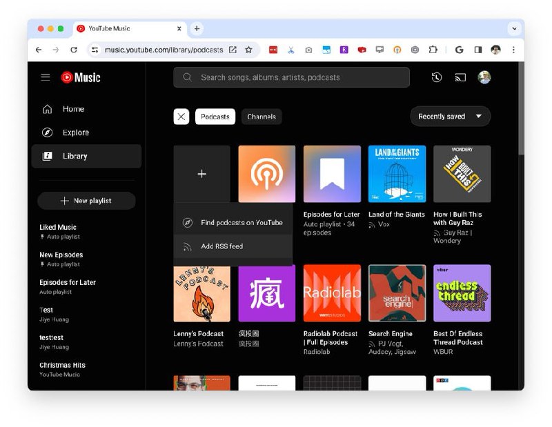 YouTube 在播客业务上拥抱 RSS🔸  播客主播现在可以在 YouTube Studio 提交播客的 RSS 地址，提交之后主播在 RSS 里添加的新节目都会被自动转换成一个静态图片视频上传到主播的 YouTube 频道
