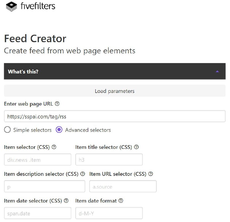 #PAGE2RSS #FeedCreator 2.0fivefilters.org 发布了给网页做RSS Feed的服务 Feed Creator 2.0