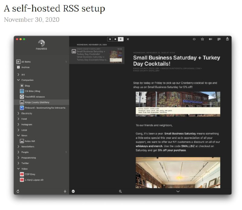 「A self-hosted RSS setup」 by Steve Gattuso