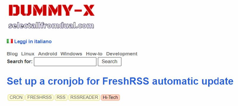 「Set up a cronjob for FreshRSS automatic update」设置 #FreshRSS 自动更新的一个 #教程 