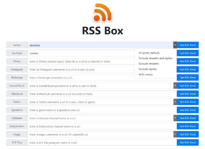 各主流站点 RSS Feed 生成 #工具 #RSSBox在RSSHub群里看到的