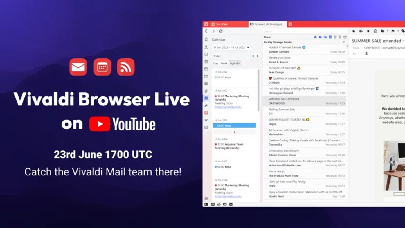 Vivaldi Mail 1.0 官方线上直播交流