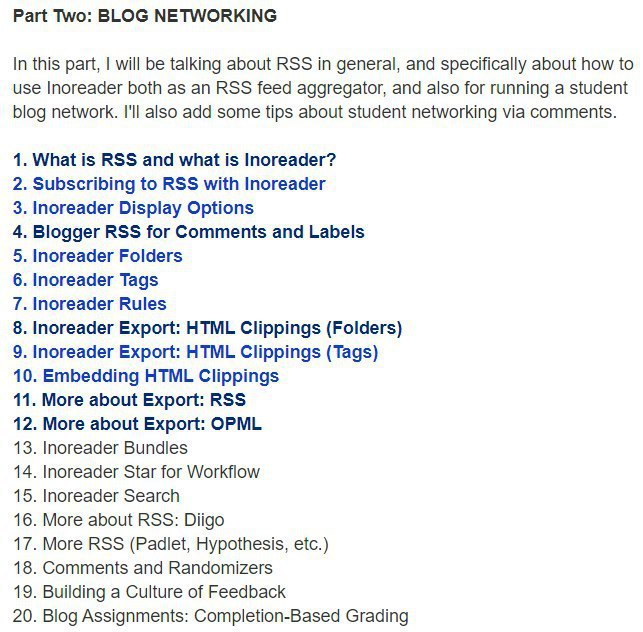 结合实例介绍 #RSS阅读器 #Inoreader 各功能用法的系列文章面对疫情， University of Oklahoma 的老师 Laura Gibbs 写起了主题为Digital Teaching的博客，其中一个系列是讲怎么利用Inoreader的各个功能构建师生间的信息交换网