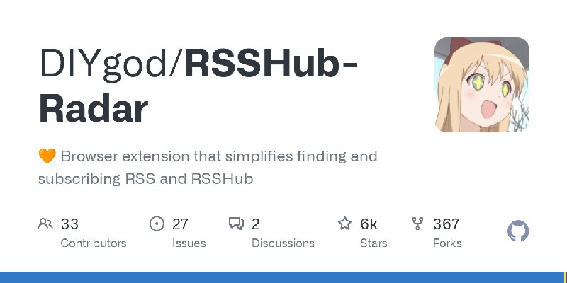 GitHub - DIYgod/RSSHub-Radar: 🧡 Browser extension that simplifies finding and subscribing RSS and RSSHub